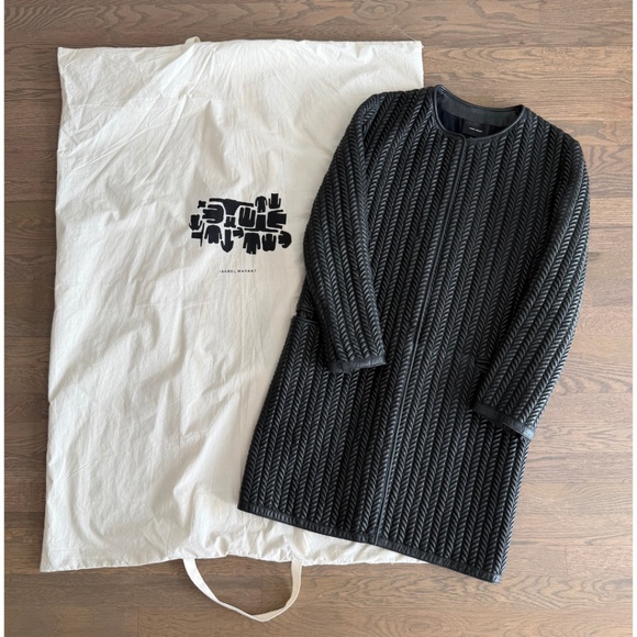 Isabel Marant Manteau Cybill Long Black Leather Coat Size 38 - Picture 2 of 13